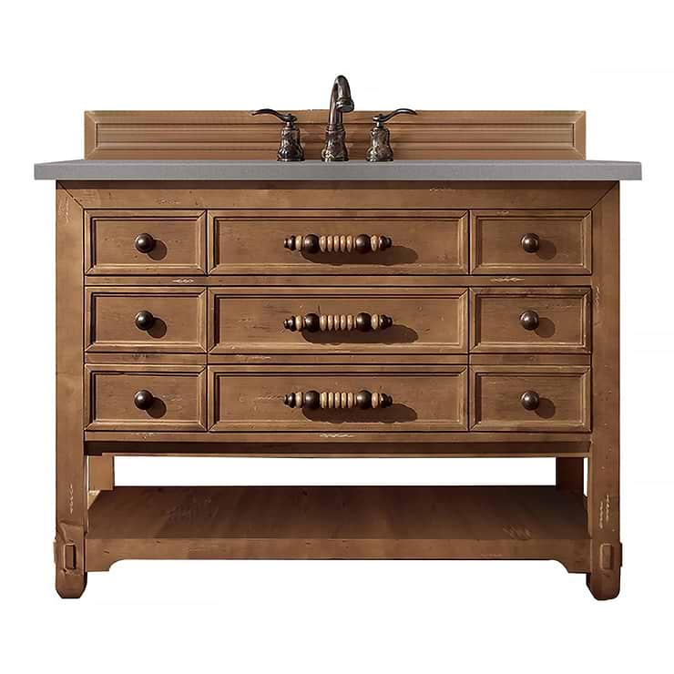 James Martin Vanities Malibu 48" Honey Alder Vanity and Grey Expo Quartz Counter