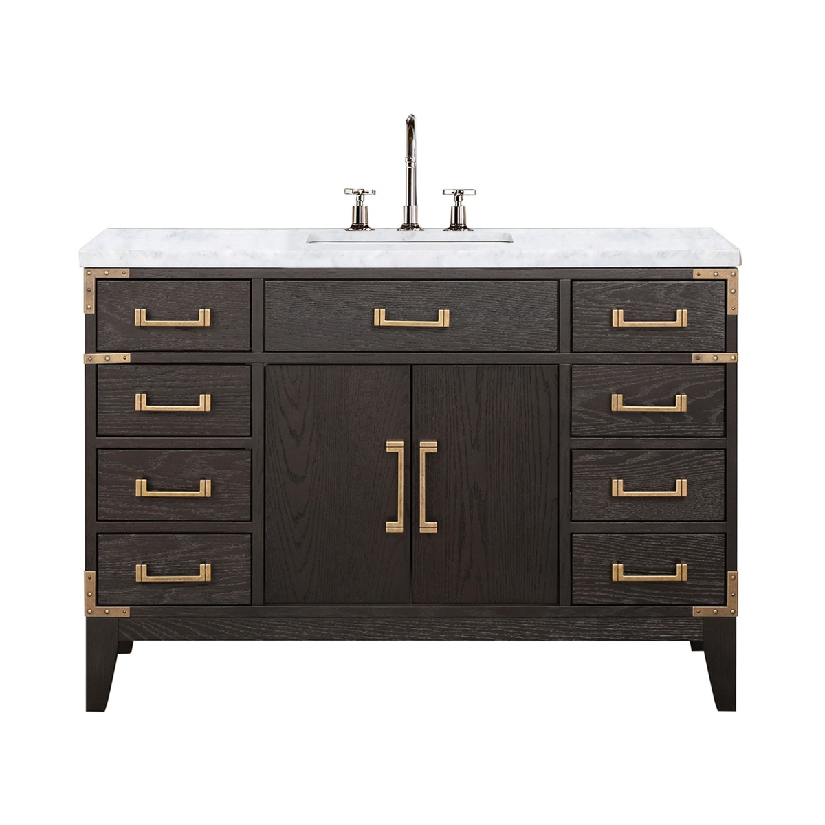 Aiden Brown Oak 48" Single Vanity with Carrara Marble Top