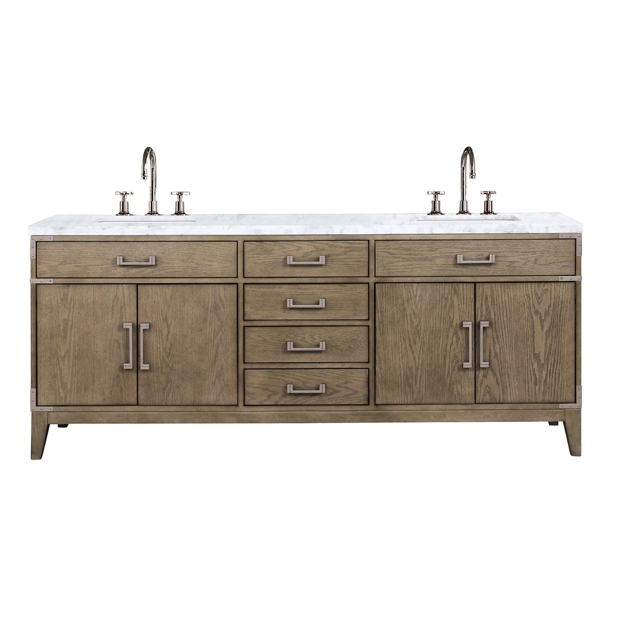 Aiden Gray Oak 80" Double Vanity wth Carrara Marble Top