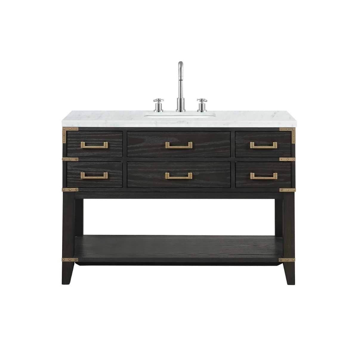 Calico Black Oak 48" Single Vanity with Carrara Marble Top