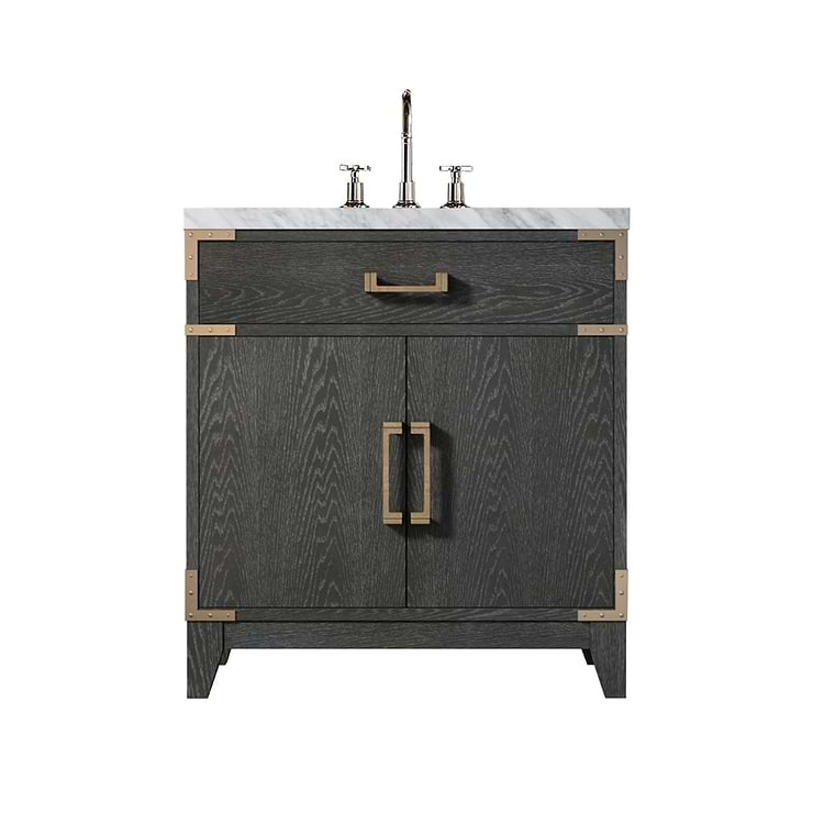 Aiden Black Oak 30" Single Vanity with Carrara Marble Top