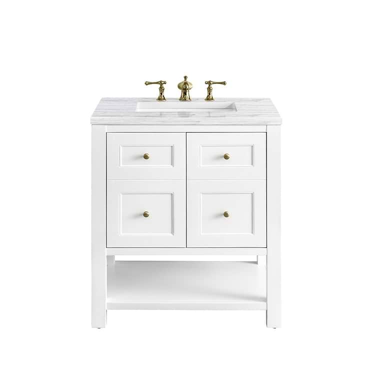 James Martin Vanities Breckenridge Bright White 30" Single Vanity with Arctic Fall Solid Surface Top