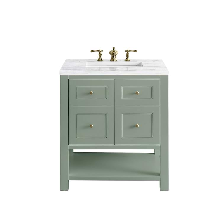 James Martin Vanities Breckenridge Smokey Celadon Green 30" Single Vanity with Arctic Fall Solid Surface Top