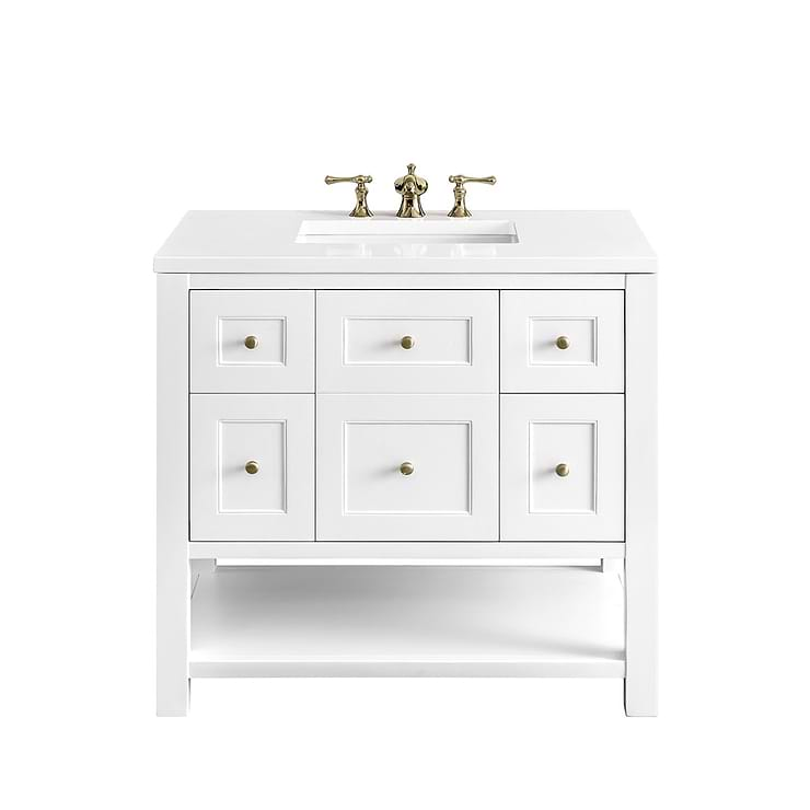 James Martin Vanities Breckenridge Bright White 36" Single Vanity with White Zeus Quartz Top