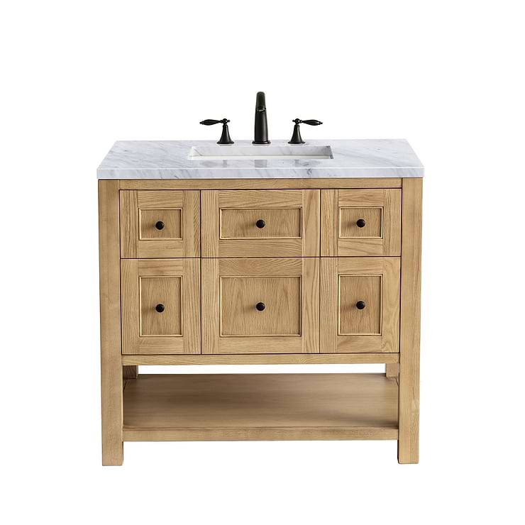 James Martin Vanities Breckenridge Light Natural Oak 36" Single Vanity with Carrara Marble Top