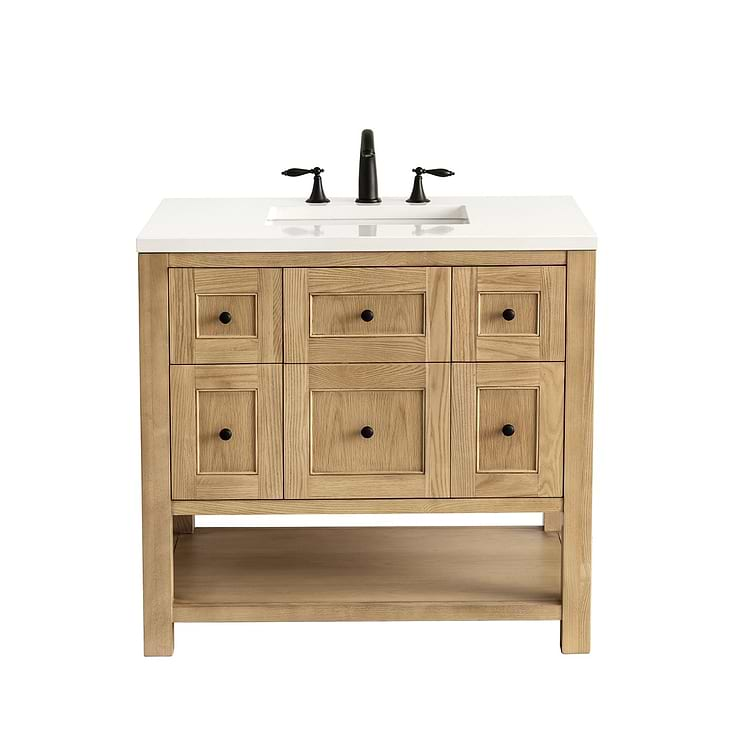 James Martin Vanities Breckenridge Light Natural Oak 36" Single Vanity with White Zeus Quartz Top