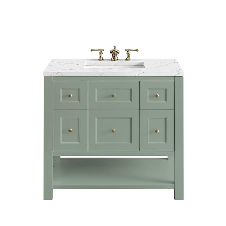 James Martin Vanities Breckenridge Smokey Celadon Green 36" Single Vanity with Ethereal Noctis Quartz Top