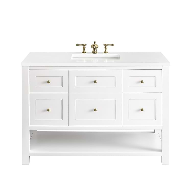 James Martin Vanities Breckenridge Bright White 48" Single Vanity with White Zeus Quartz Top