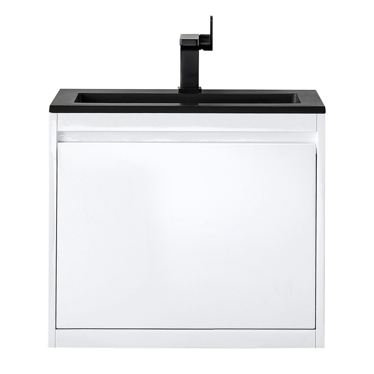 James Martin Vanities Mantova Glossy White 24" Floating Vanity with Charcoal Black Integrated Top