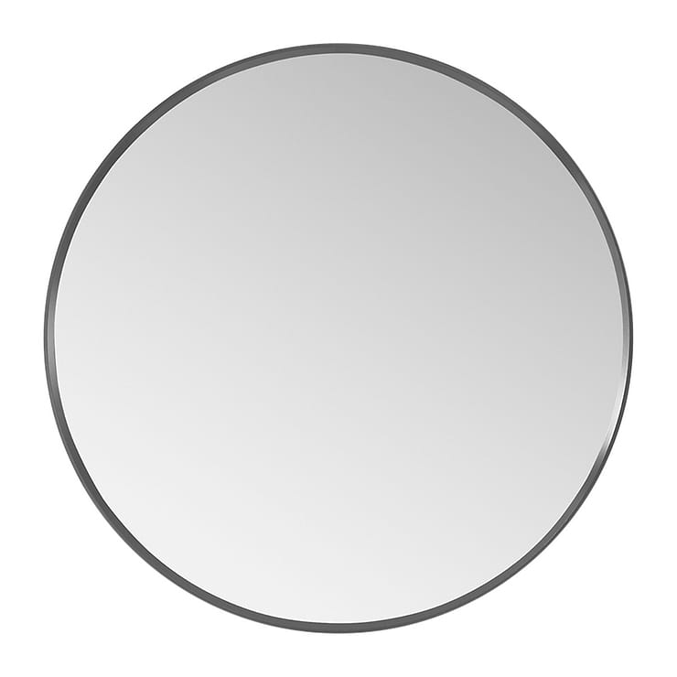 Olinda Brushed Black 28" Framed Round Mirror