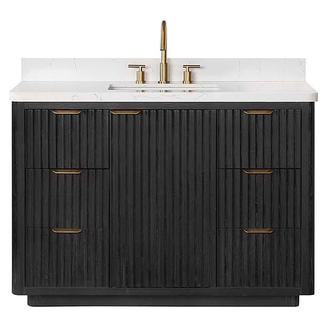 Solara Black Oak 48" Single Vanity with Bianco White Stone Top