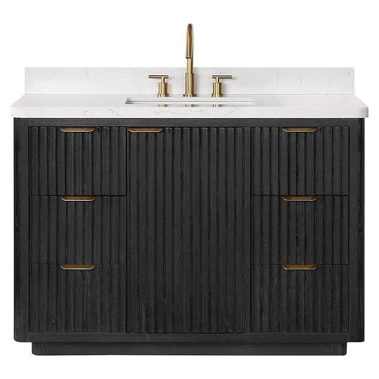 Solara Black Oak 48" Single Vanity with Bianco White Stone Top