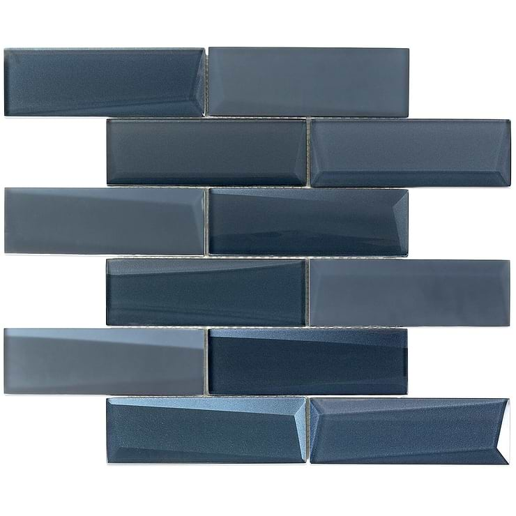 Remington Midnight Beveled Bricks Glass Mosaic Tile