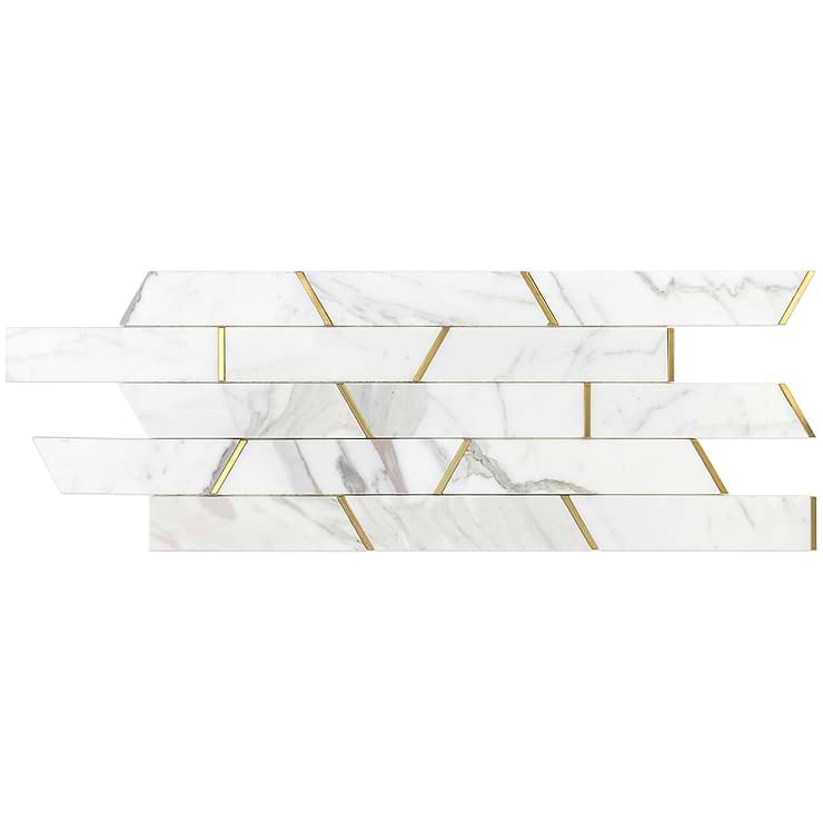 Matrix Trapezoid Marble and Brass Tile