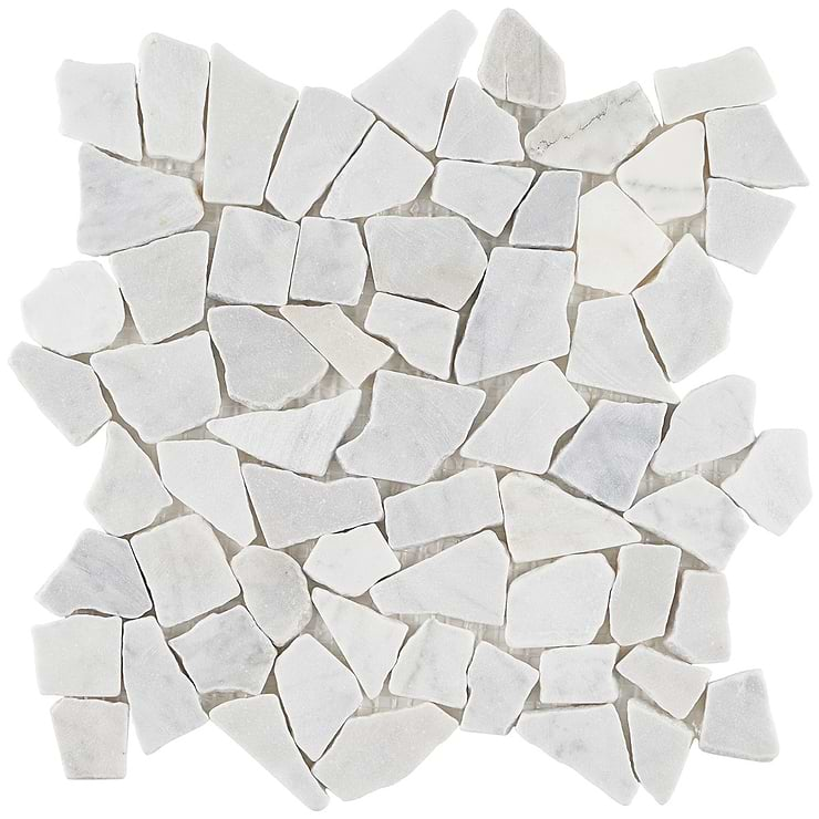 Nature Tumbled Carrara Marble Honed Mosaic Tile