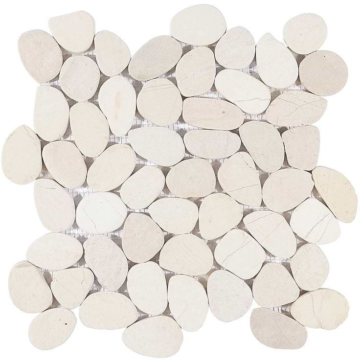 Nature White Round Pebble Mosaic 