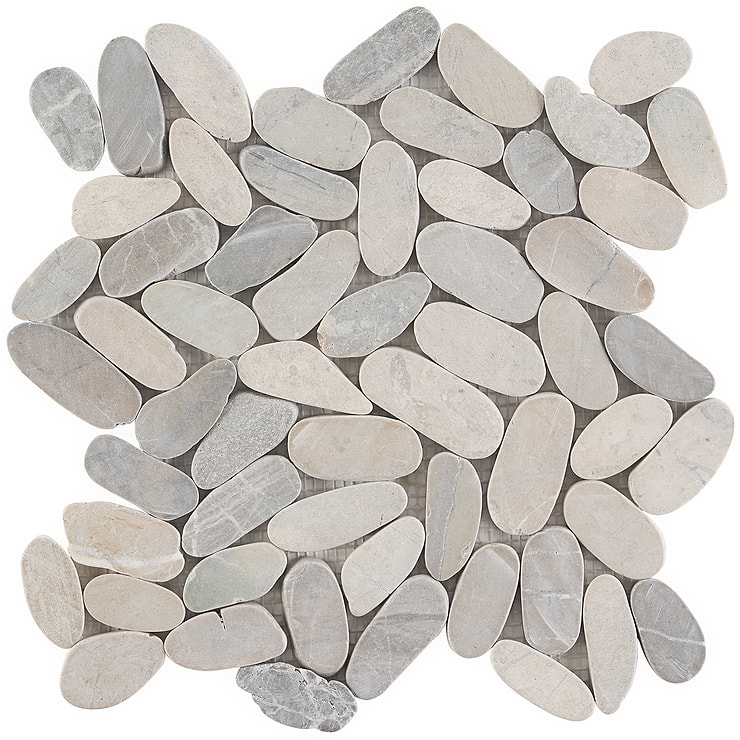 Nature Gray Flat Oval Pebble Mosaic 