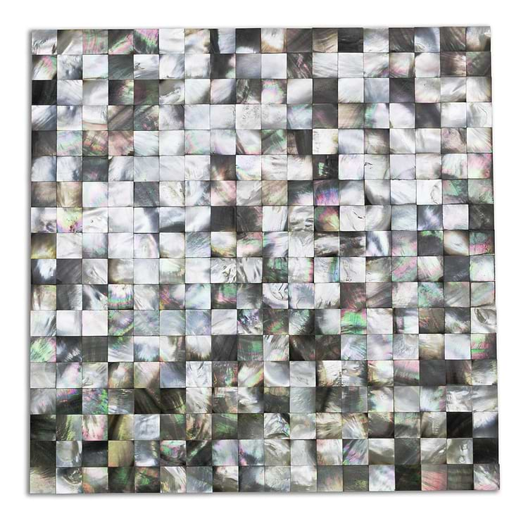 Serene Deep Sea Black Square Pearl Tile