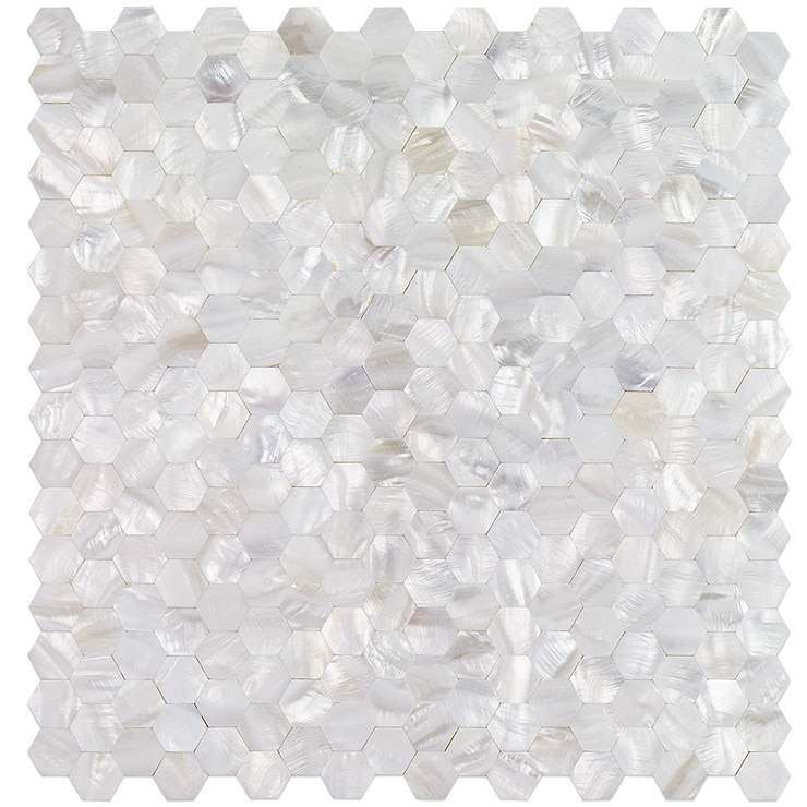Serene White Pearl Hexagons Tile 