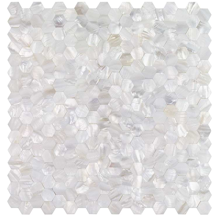 Serene White Pearl Hexagons Tile 