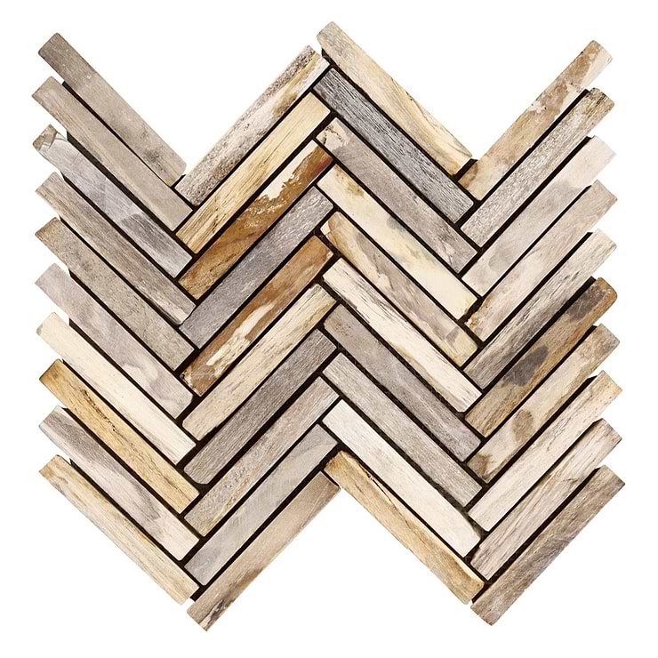 Fossil Herringbone Petrified Stone Mosaic