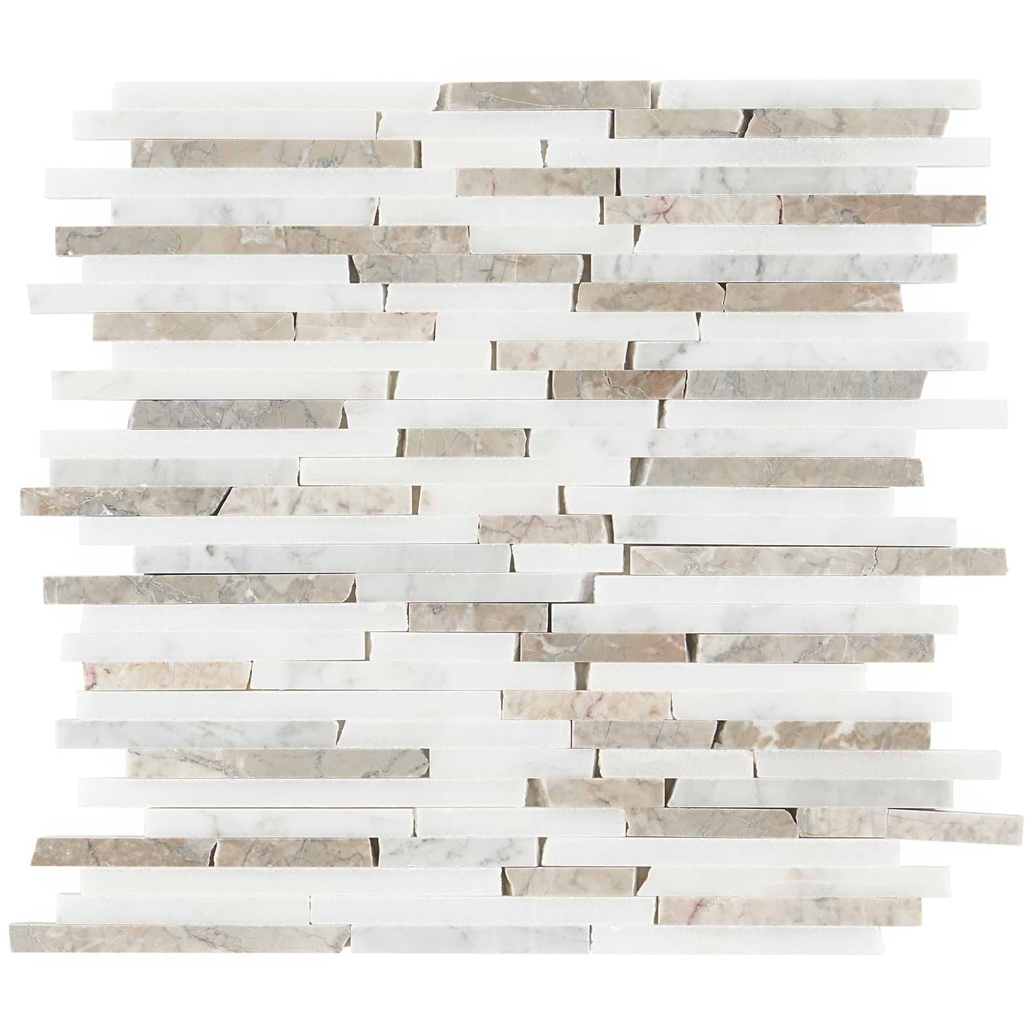 Vanilla Chai Cracked Joint Brick Marble Polished Mosaic Tile