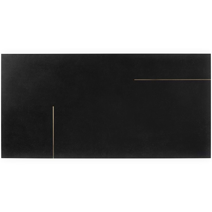 Lines Brass Inlay Black 24x48 Matte Porcelain Til