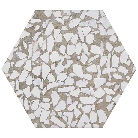 Terrazzo Hex Grigio Gray 9" Terrazzo Look Matte Porcelain Tile
