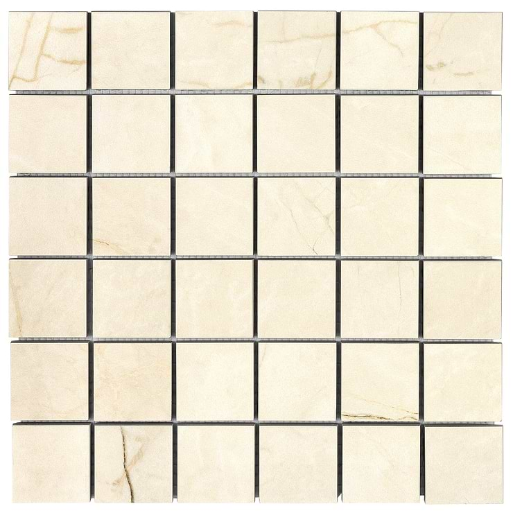 Marble Tech Crema Avorio 2x2 Matte Marble Look Porcelain Mosaic Tile