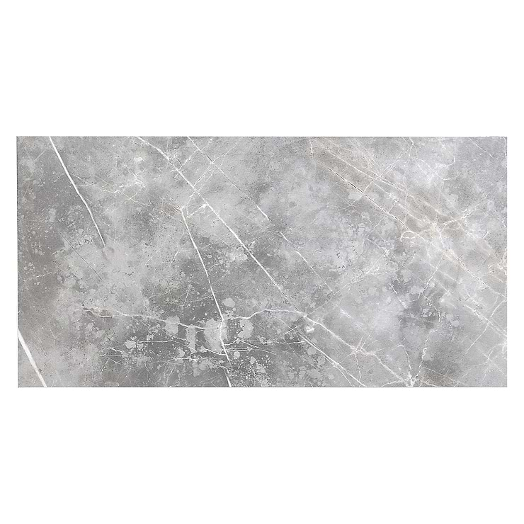 Marble Tech Grigio Imperiale 12x24 Polished Marble Look Porcelain Tile