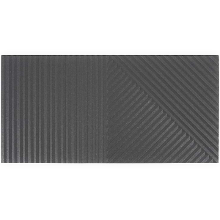 Renzo Grafite Black 3D Matte Porcelain 12x24 Tile