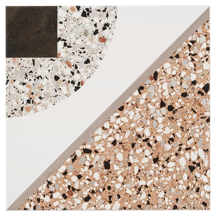 Chips Deco Terracotta Multicolor 8x8 Terrazzo Look Matte Porcelain Tile