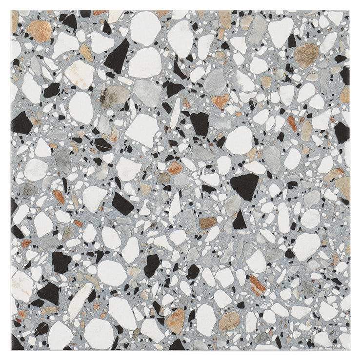 Chips Macro Azur Multicolor 8x8 Terrazzo Look Matte Porcelain Tile