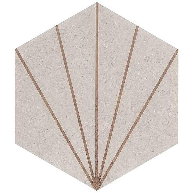 Pergola Beams Taupe 12.5" Hexagon Matte Porcelain Tile