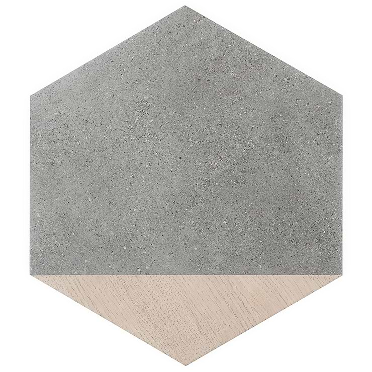 Pergola Wood Graphite 12.5" Hexagon Matte Porcelain Tile