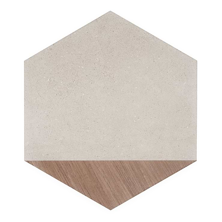 Pergola Wood Taupe 12.5" Hexagon Matte Porcelain Tile