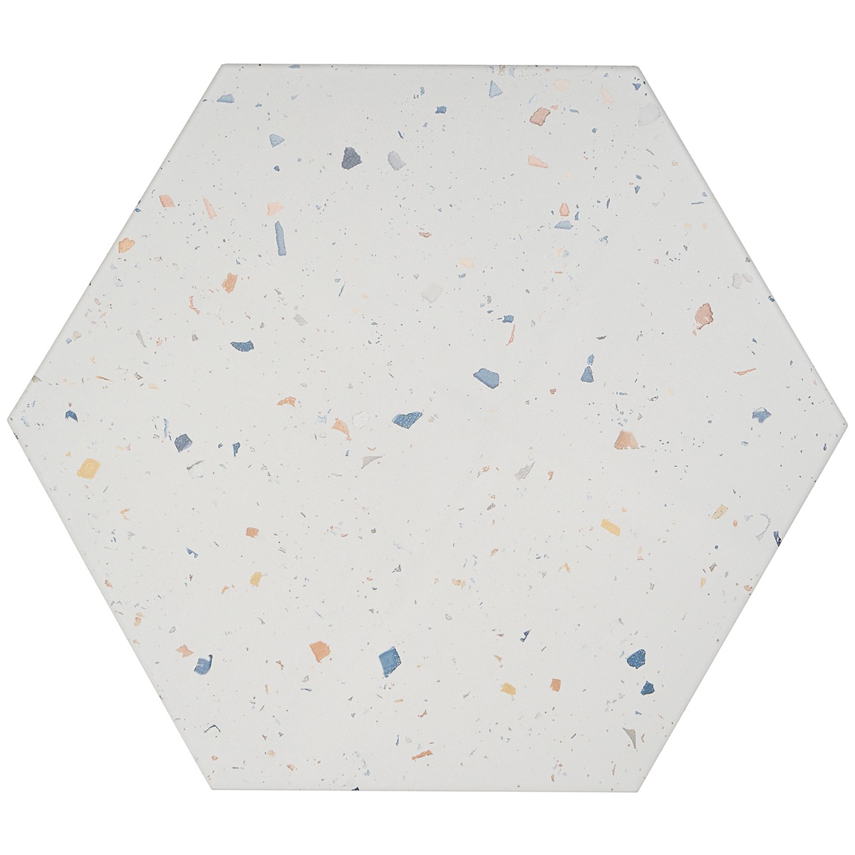 Six Hexagon Multi White 12.5" Terrazzo Look Matte Porcelain Tile