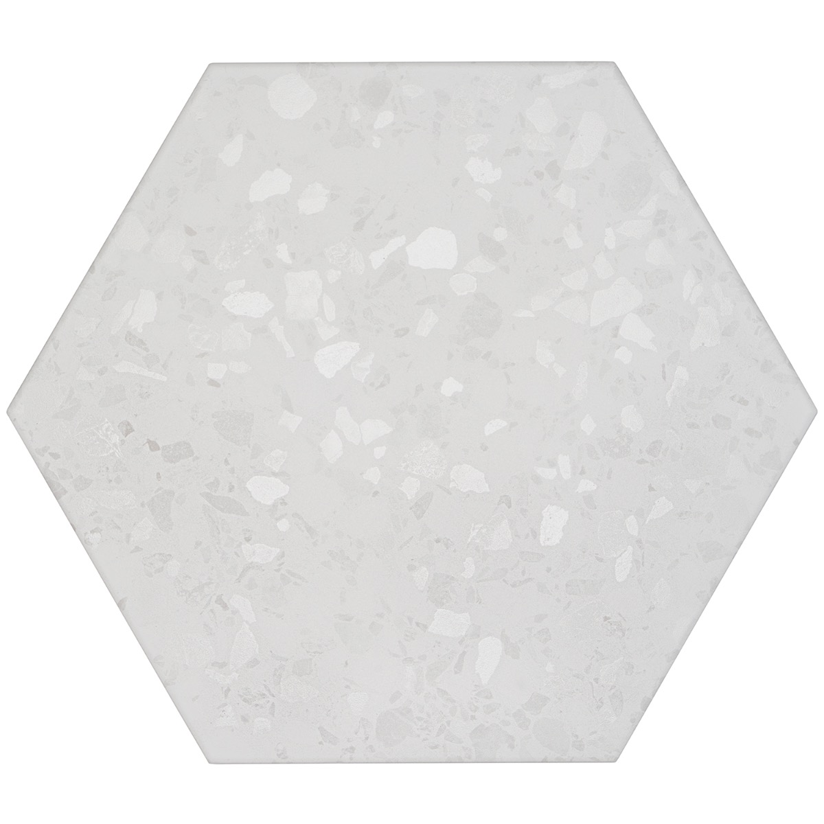 Six Hexagon White 12.5" Terrazzo Look Matte Porcelain Tile