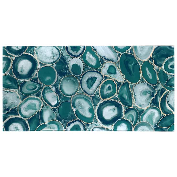 Agate Glass Teal Green 18x36 Polished Glass Tile