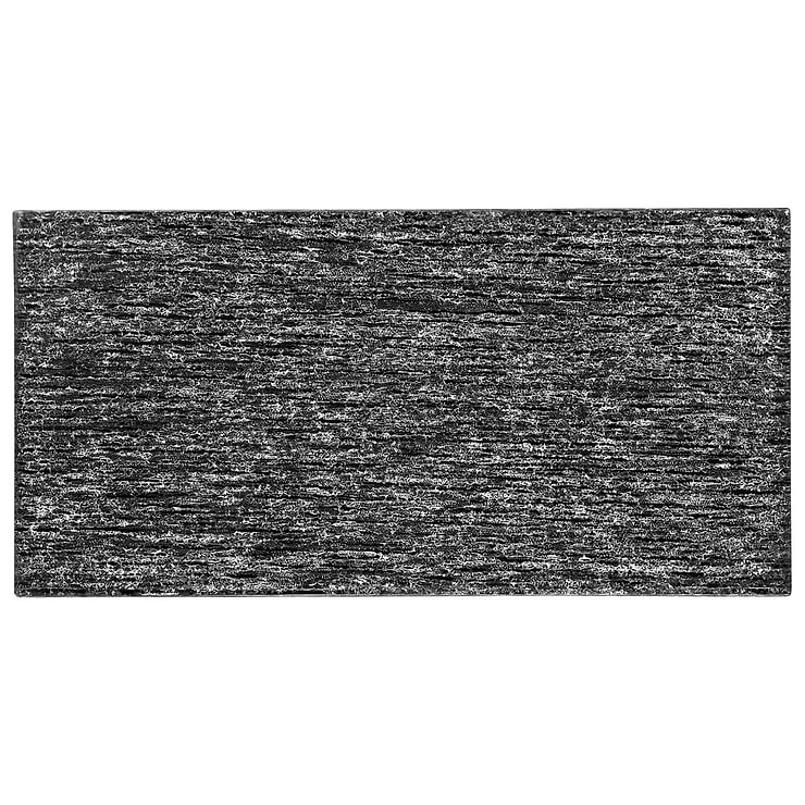 Veda Black Silver 4x9 Polished Glass Tile