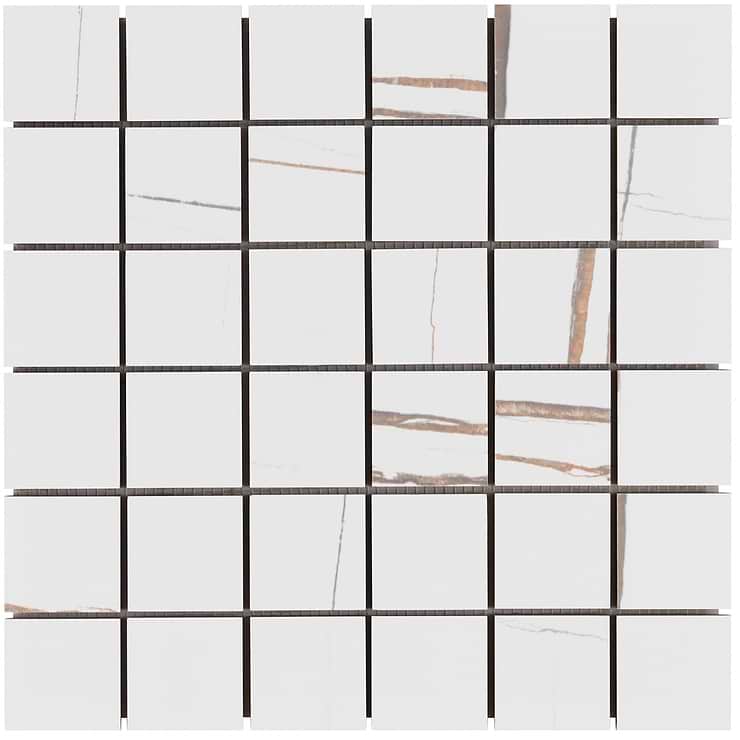 Minera Sahara Blanco White 2x2 Marble Look Matte Mosaic Tile
