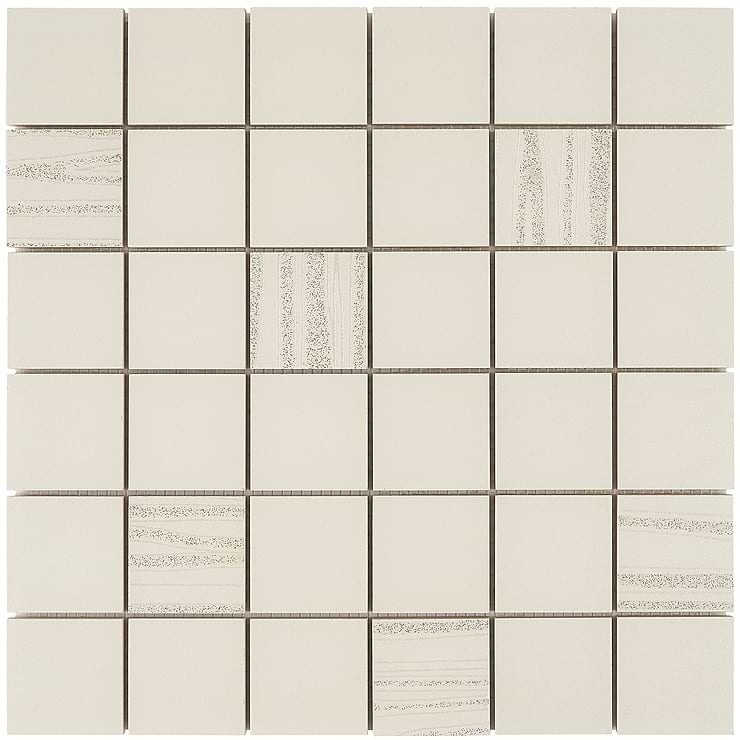 Halo Textured Pearl Beige 2x2 Porcelain Mosaic Tile