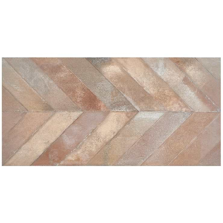 Sculpt Chevron Cotto 24x48 Natural Porcelain Tile