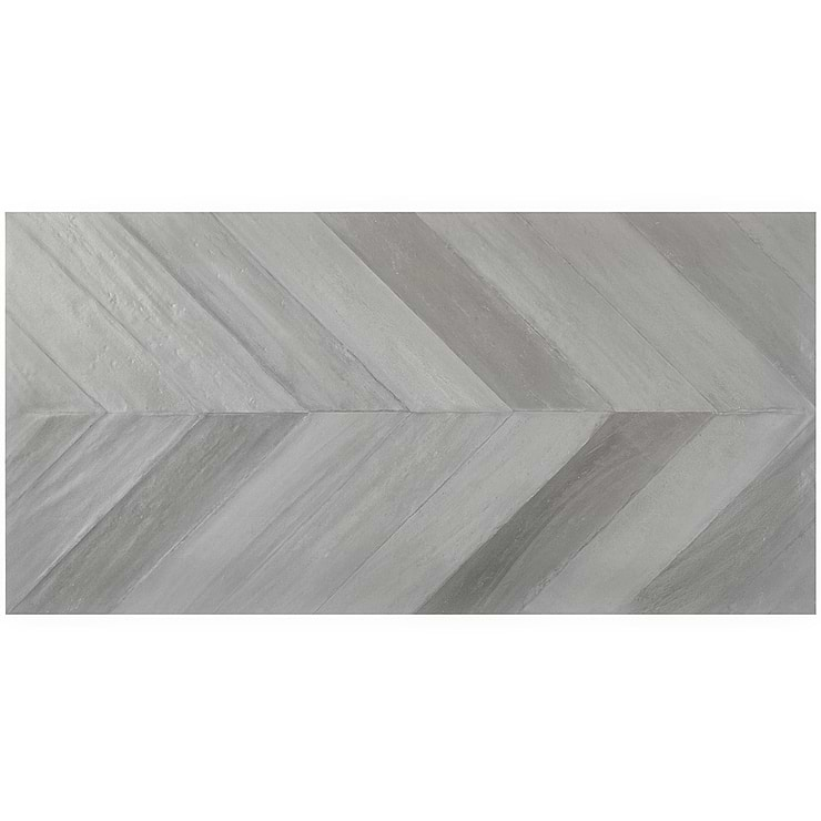 Sculpt Chevron Gray 24x48 Natural Porcelain Tile