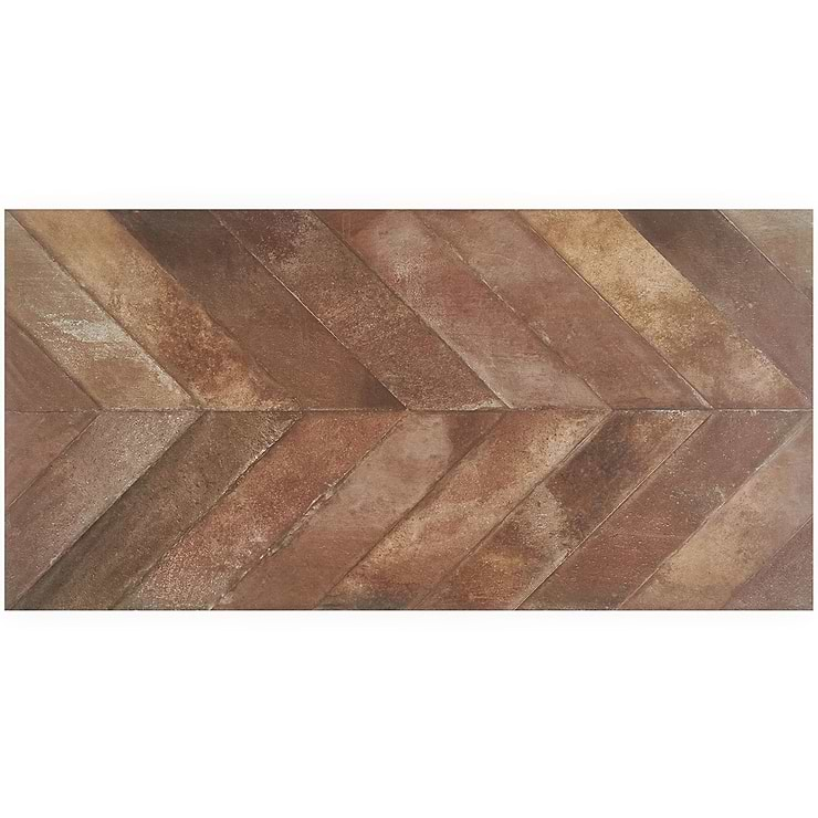 Sculpt Chevron Tobacco Brown 24x48 Natural Porcelain Tile