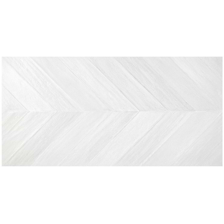 Sculpt Chevron White 24x48 Natural Porcelain Tile