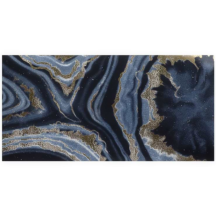 Agate Art Night Black 24x48 Artisan Decor Polished Porcelain Tile