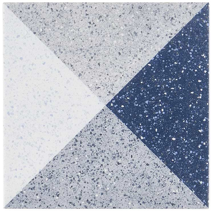 Art Geo by Elizabeth Sutton Terrazzo Deco Blue 8x8 Matte Porcelain Tile: Pattern 2