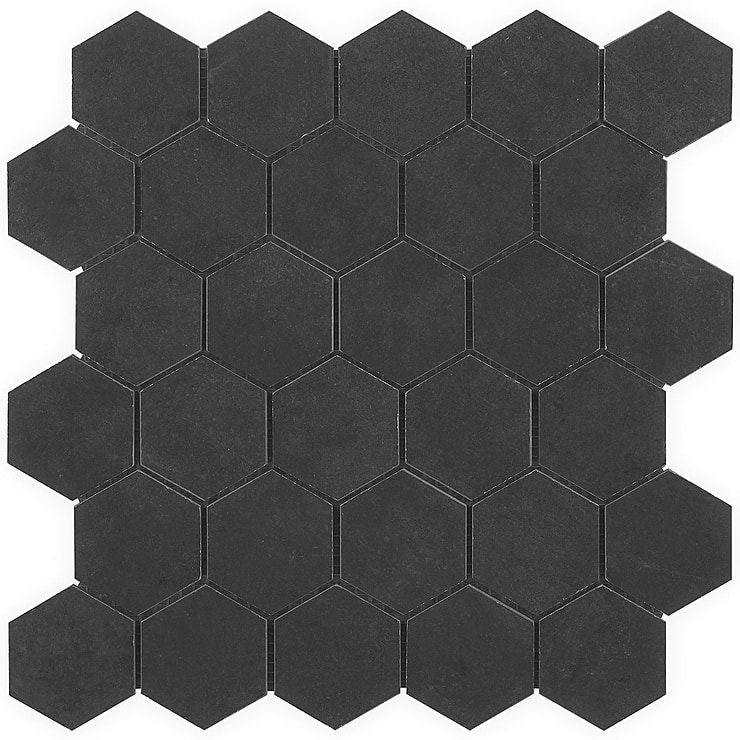 Portrait Black Gold 2" Hexagon Matte Porcelain Mosaic Tile