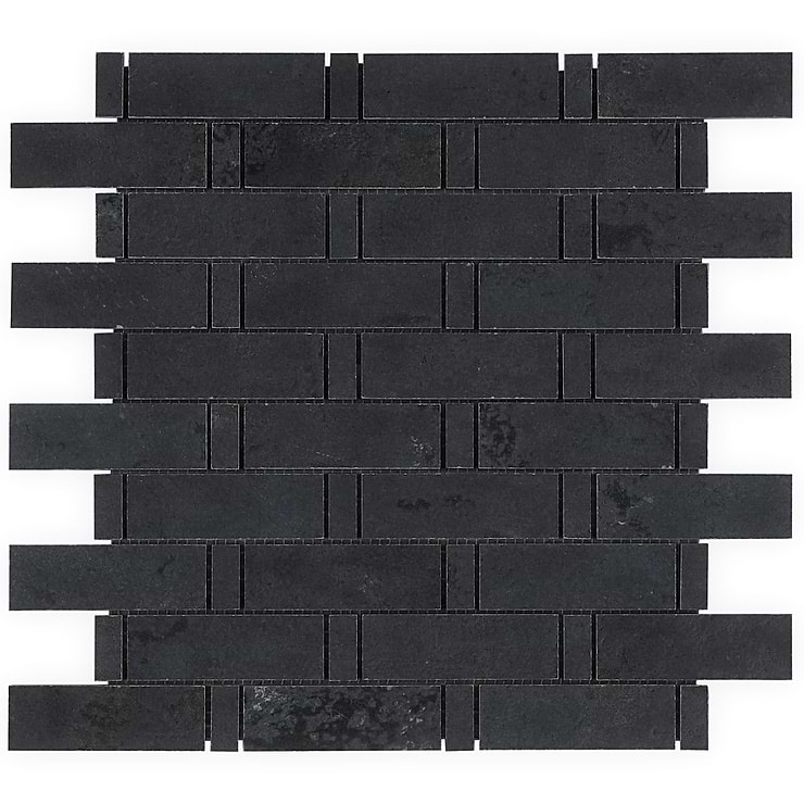 Portrait Black Gold 1x3 Weave Matte Porcelain Mosaic Tile